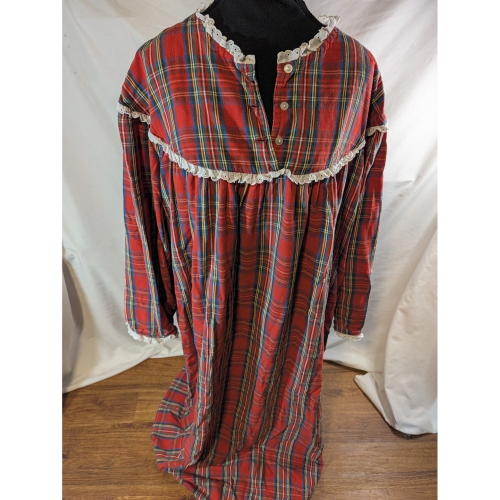 Vtge Bellepointe Size 3X Red Plaid Traditional 100% Cotton Nightgown